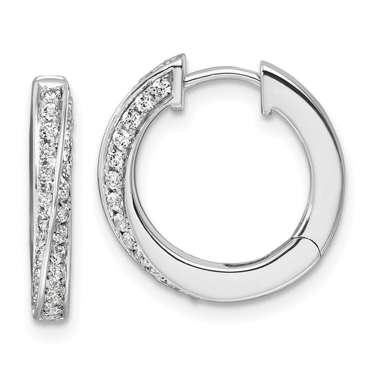 14K White Gold True Origin 5/8 Carat Lab Grown Diamond Vs Def Twisted Hinged Hoop Earrings