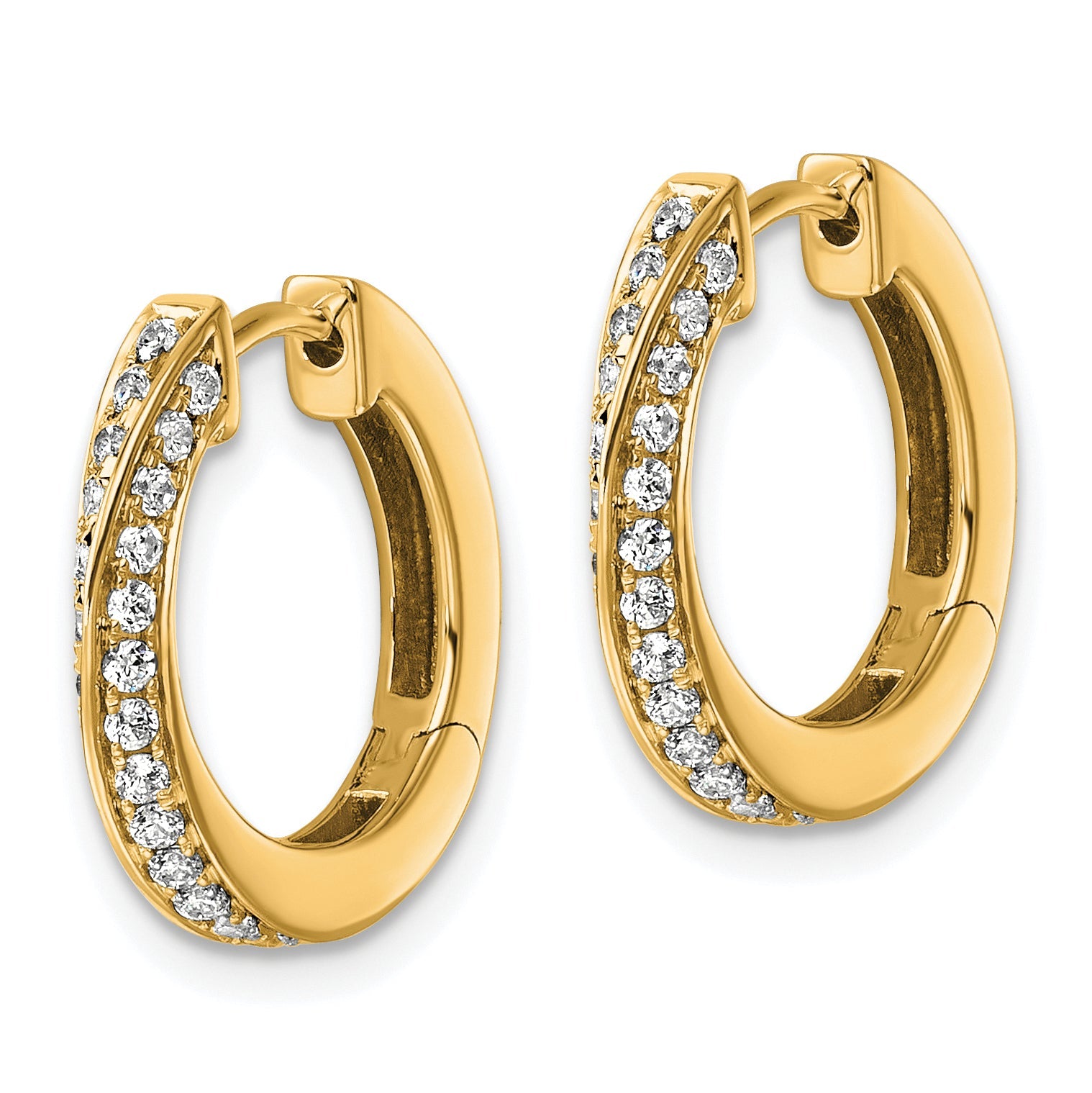 14K Yellow Gold True Origin 5/8 Carat Lab Grown Diamond Vs Def Twisted Hinged Hoop Earrings