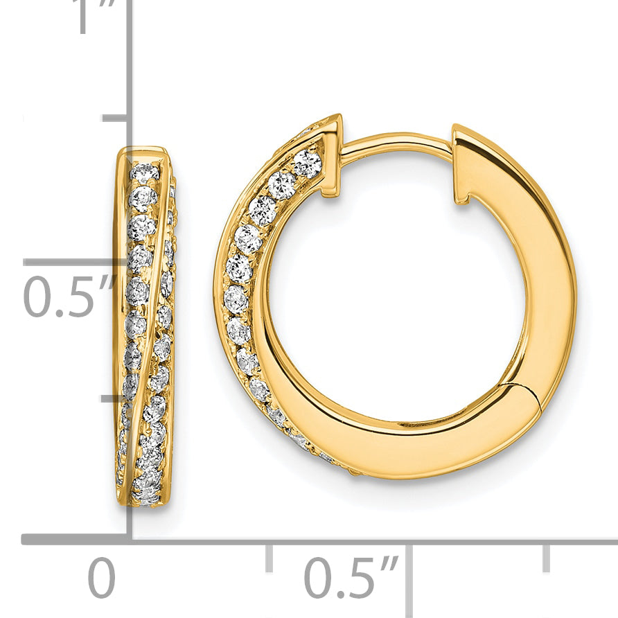14K Yellow Gold True Origin 5/8 Carat Lab Grown Diamond Vs Def Twisted Hinged Hoop Earrings