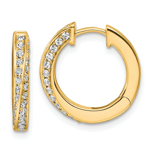 14K Yellow Gold True Origin 5/8 Carat Lab Grown Diamond Vs Def Twisted Hinged Hoop Earrings