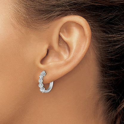 14K White Gold True Origin 1 Carat Lab Grown Diamond Vs Def Hinged Hoops