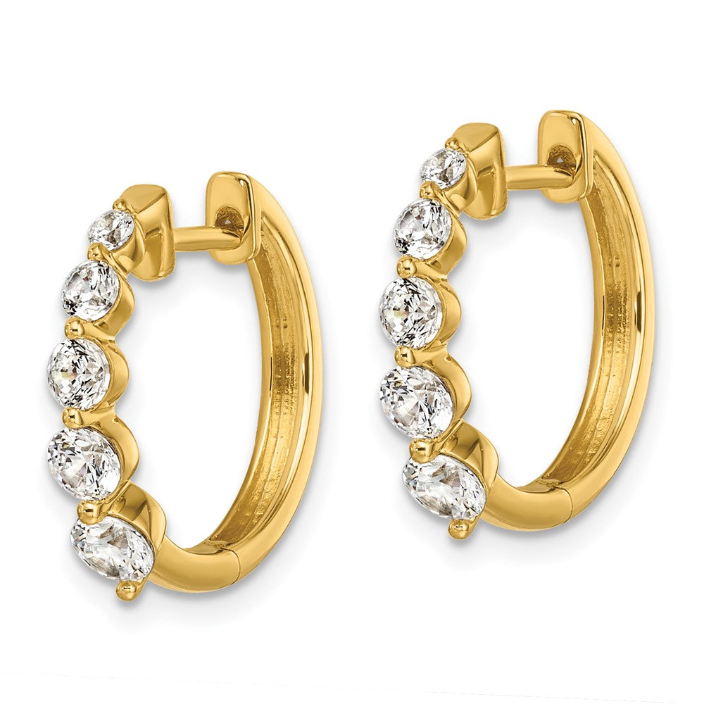 14K Yellow Gold True Origin 1 Carat Lab Grown Diamond Vs Def Hinged Hoops