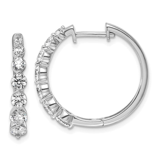 14K White Gold True Origin 1 5/8 Carat Lab Grown Diamond Vs Def Hinged Hoops