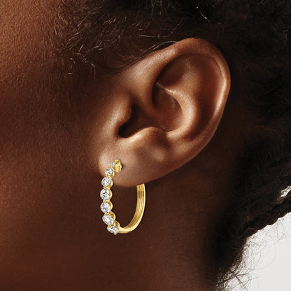 14K Yellow Gold True Origin 1 5/8 Carat Lab Grown Diamond Vs Def Hinged Hoops