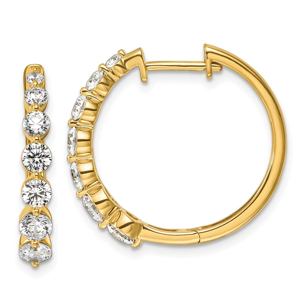 14K Yellow Gold True Origin 1 5/8 Carat Lab Grown Diamond Vs Def Hinged Hoops
