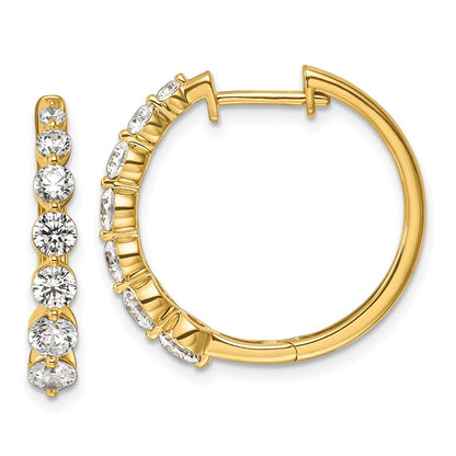 14K Yellow Gold True Origin 1 5/8 Carat Lab Grown Diamond Vs Def Hinged Hoops