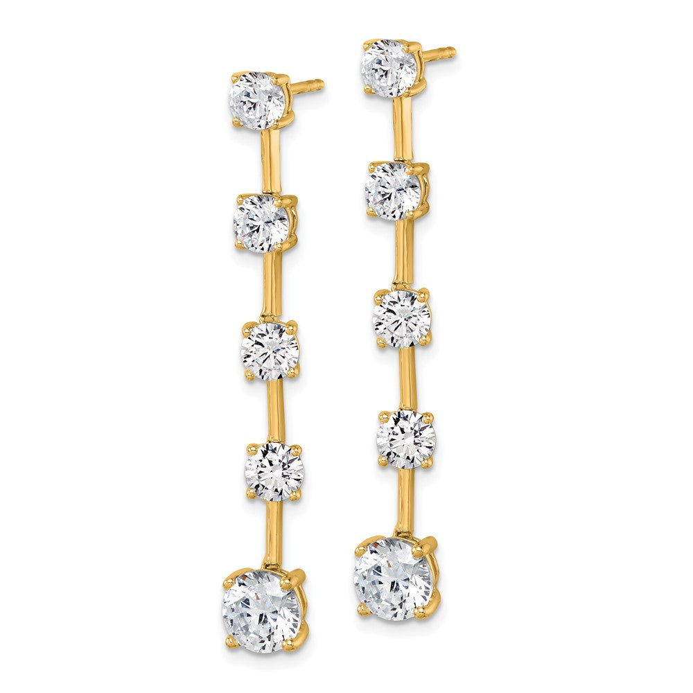 14K Yellow Gold True Origin Round 5 Carat Lab Grown Diamond Vs Def Post Dangle Earrings