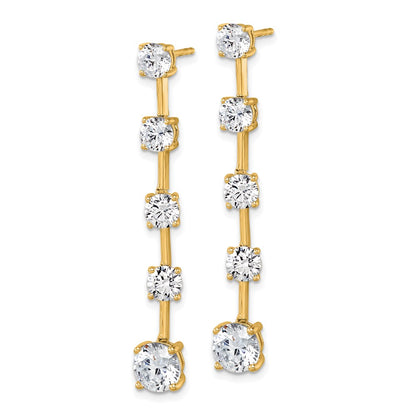 14K Yellow Gold True Origin Round 5 Carat Lab Grown Diamond Vs Def Post Dangle Earrings