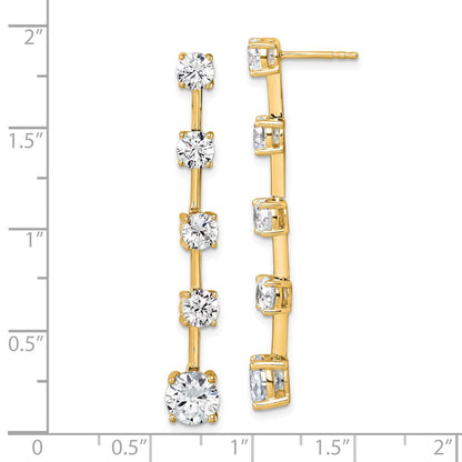 14K Yellow Gold True Origin Round 5 Carat Lab Grown Diamond Vs Def Post Dangle Earrings