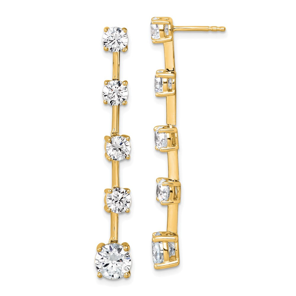 14K Yellow Gold True Origin Round 5 Carat Lab Grown Diamond Vs Def Post Dangle Earrings