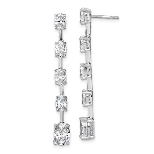 14K White Gold True Origin Oval 5 Carat Lab Grown Diamond Vs Def Post Dangle Earrings