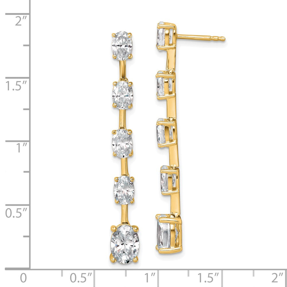 14K Yellow Gold True Origin Oval 5 Carat Lab Grown Diamond Vs Def Post Dangle Earrings