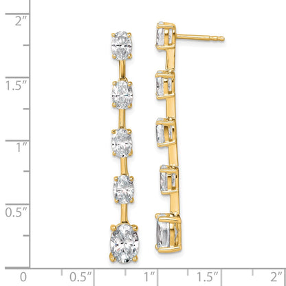 14K Yellow Gold True Origin Oval 5 Carat Lab Grown Diamond Vs Def Post Dangle Earrings