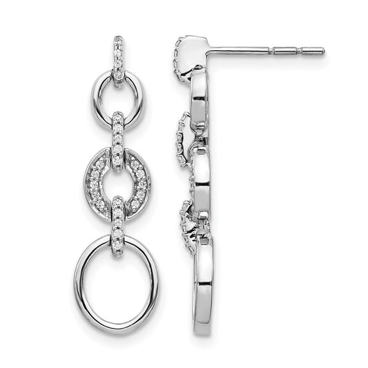 14k White Gold Lab Grown VS/SI+ G+ Dia Fancy Dangle Earrings