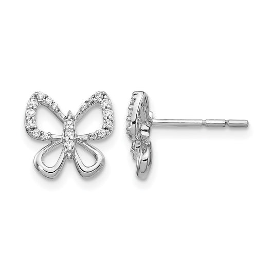 14k White Gold 1/6 Ct. Lab Grown Diamond VS/SI+ G+ Butterfly Post Earrings