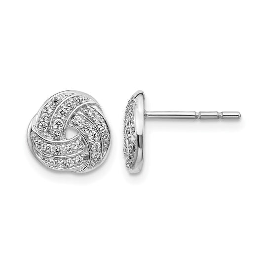 14k White Gold 1/4 Ct. Lab Grown Diamond VS/SI+ G+ Love Knot Post Earrings