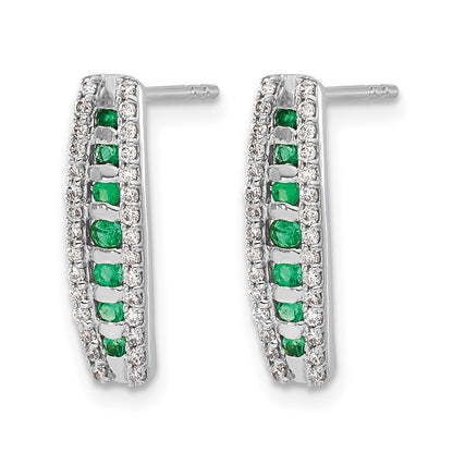 14k White Gold 1/3 Ct. Lab Grown Diamond VS/SI+ G+ and Created Emerald Complete Fashion Post Earrings