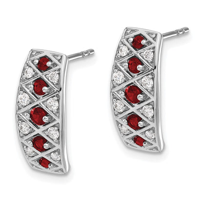 14K White Gold Lab Grown Diamond VS/SI+ G+ & Created. Ruby Fancy Earrings