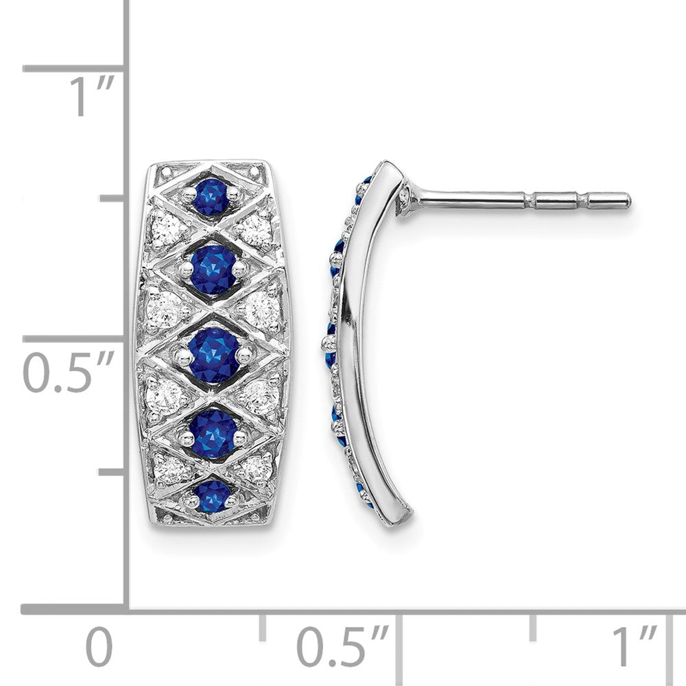 14K White Gold Lab Grown Diamond VS/SI+ G+ & Created. Sapphire Fancy Earrings