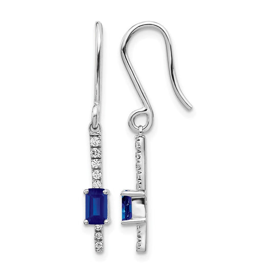 14K White Gold Lab Grown VS/SI+ G+ Diamond and Created Sapphire Fancy Earrings