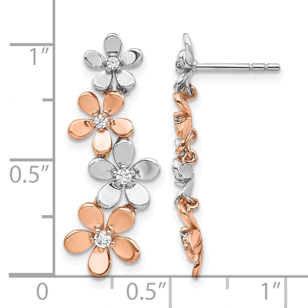 14k Two-Tone Rose and White Gold 1/5 Ct. Lab Grown Diamond VS/SI+ G+ Flower Post Earrings