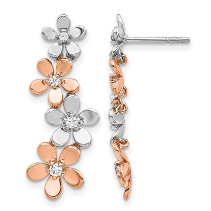 14k Two-Tone Rose and White Gold 1/5 Ct. Lab Grown Diamond VS/SI+ G+ Flower Post Earrings