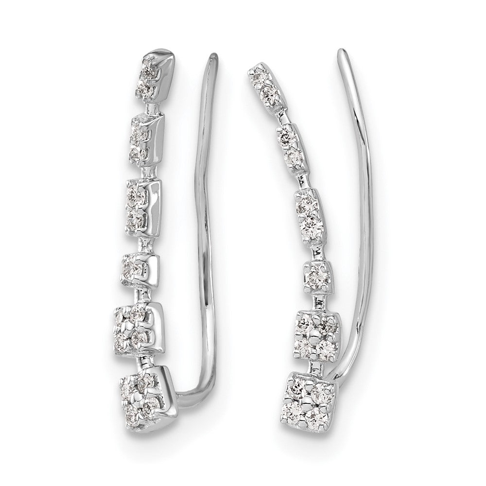 10K White Gold Diamond Graduated Ear Climber Earrings