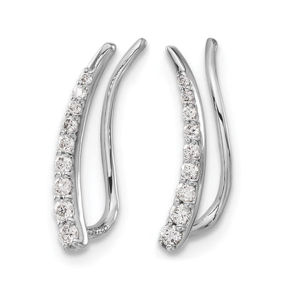 10K White Gold Diamond Ear Climber Earrings