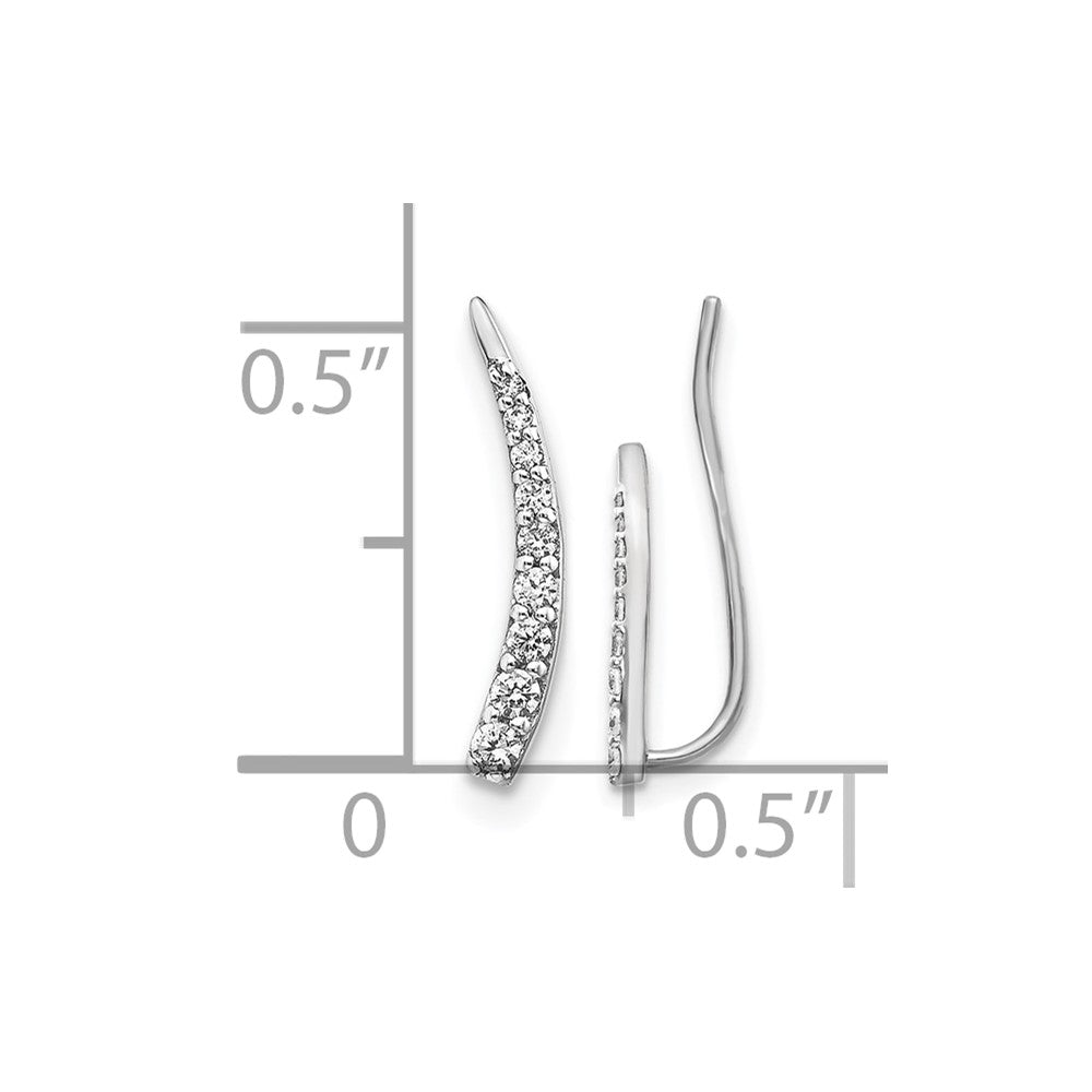 10K White Gold Diamond Ear Climber Earrings