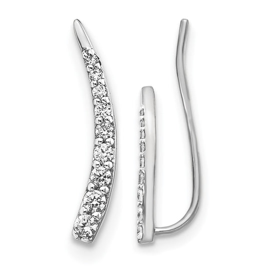 10K White Gold Diamond Ear Climber Earrings