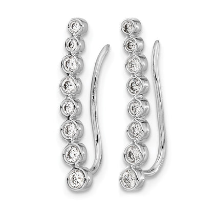 10K White Gold Diamond Graduated Ear Climber Earrings