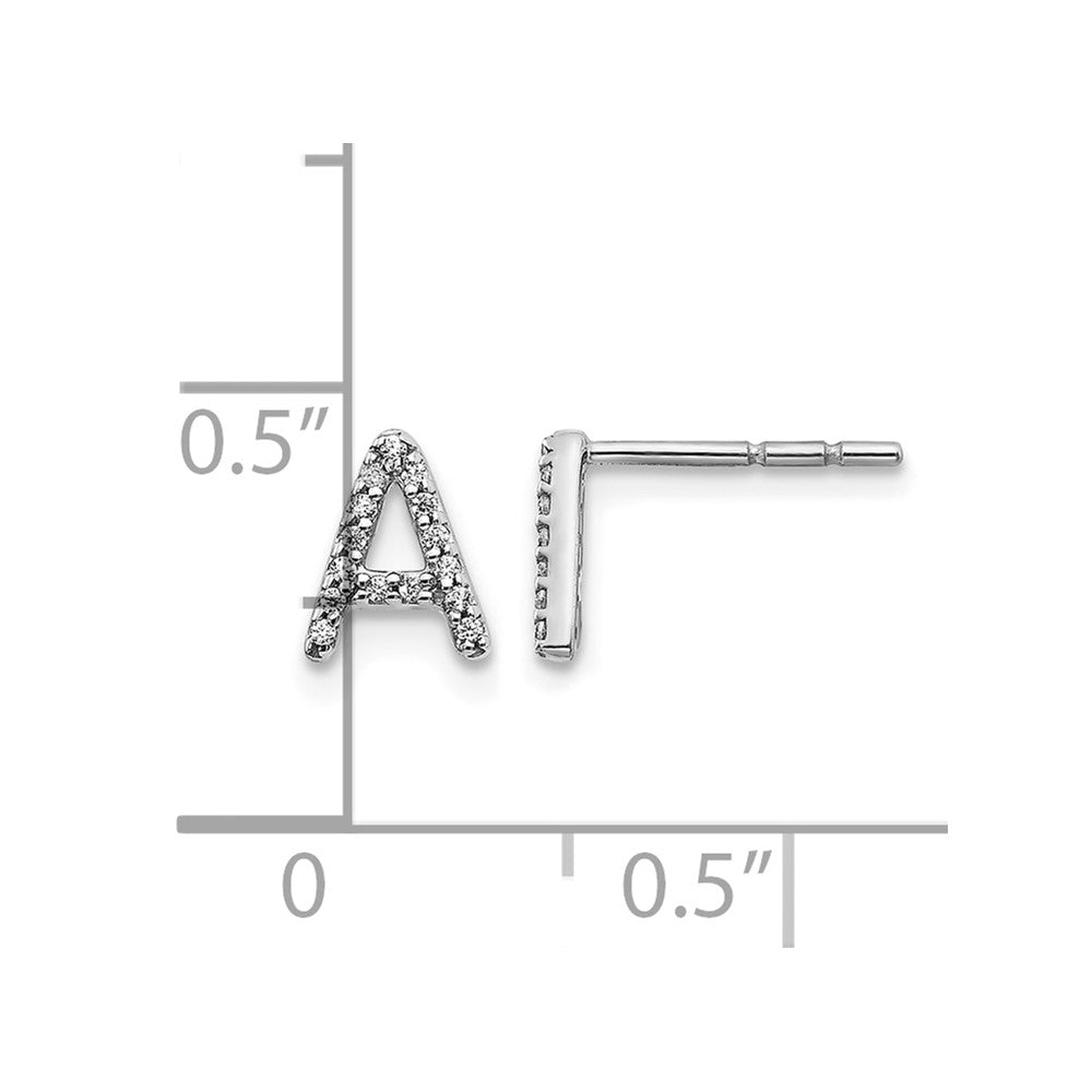 14K White Gold Lab Grown VS/SI+ G+ Diamond Letter A Initial Post Earrings