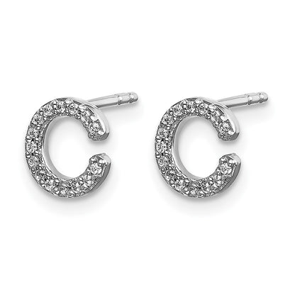 14K White Gold Lab Grown VS/SI+ G+ Diamond Letter C Initial Post Earrings