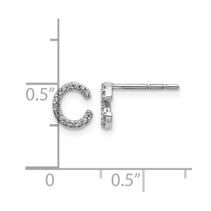 14K White Gold Lab Grown VS/SI+ G+ Diamond Letter C Initial Post Earrings