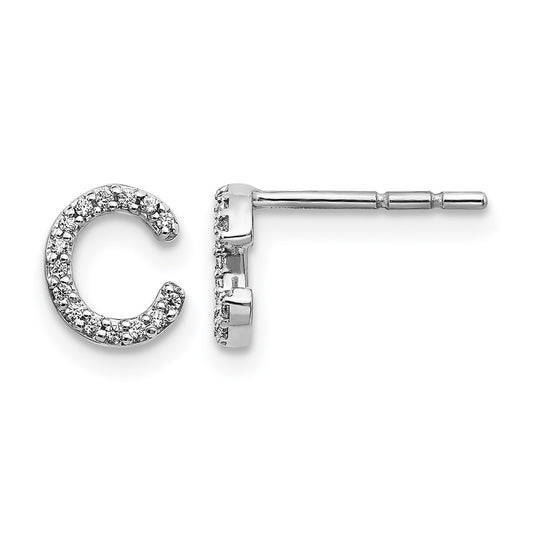 14K White Gold Lab Grown VS/SI+ G+ Diamond Letter C Initial Post Earrings