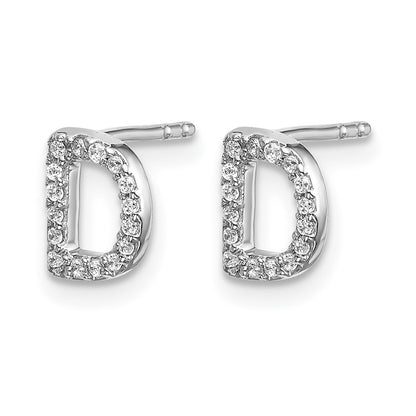 14K White Gold Lab Grown VS/SI+ G+ Diamond Letter D Initial Post Earrings