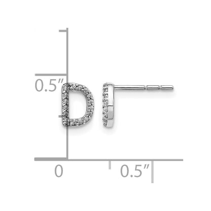 14K White Gold Lab Grown VS/SI+ G+ Diamond Letter D Initial Post Earrings