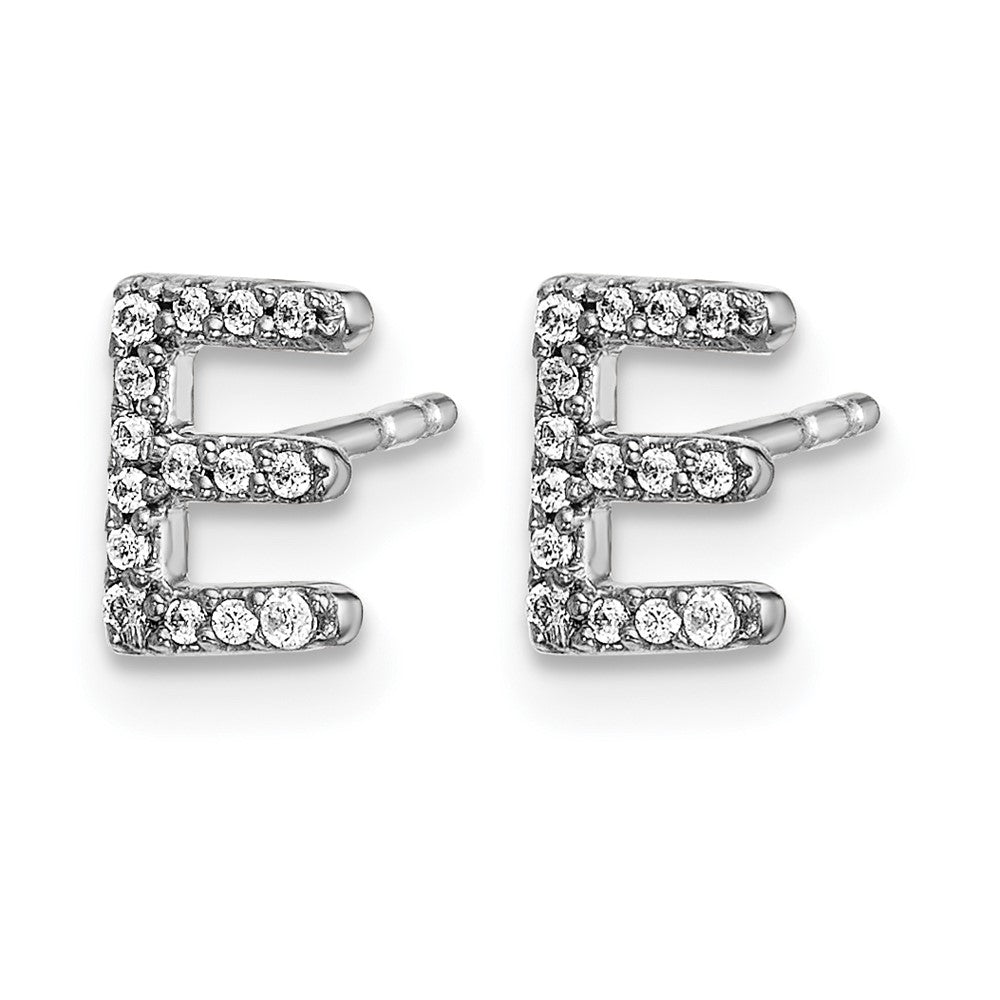 14K White Gold Lab Grown VS/SI+ G+ Diamond Letter E Initial Post Earrings