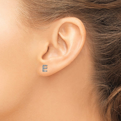 14K White Gold Lab Grown VS/SI+ G+ Diamond Letter E Initial Post Earrings