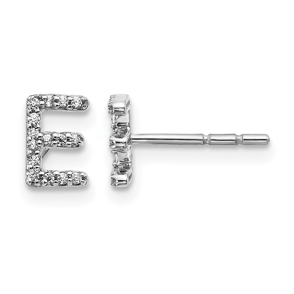 14K White Gold Lab Grown VS/SI+ G+ Diamond Letter E Initial Post Earrings