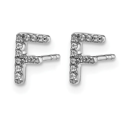 14K White Gold Lab Grown VS/SI+ G+ Diamond Letter F Initial Post Earrings