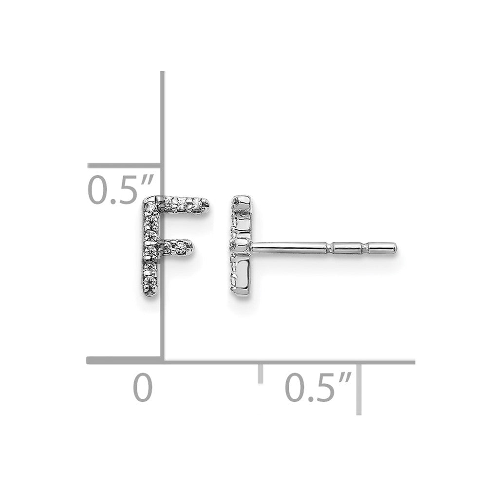 14K White Gold Lab Grown VS/SI+ G+ Diamond Letter F Initial Post Earrings