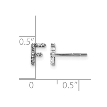 14K White Gold Lab Grown VS/SI+ G+ Diamond Letter F Initial Post Earrings