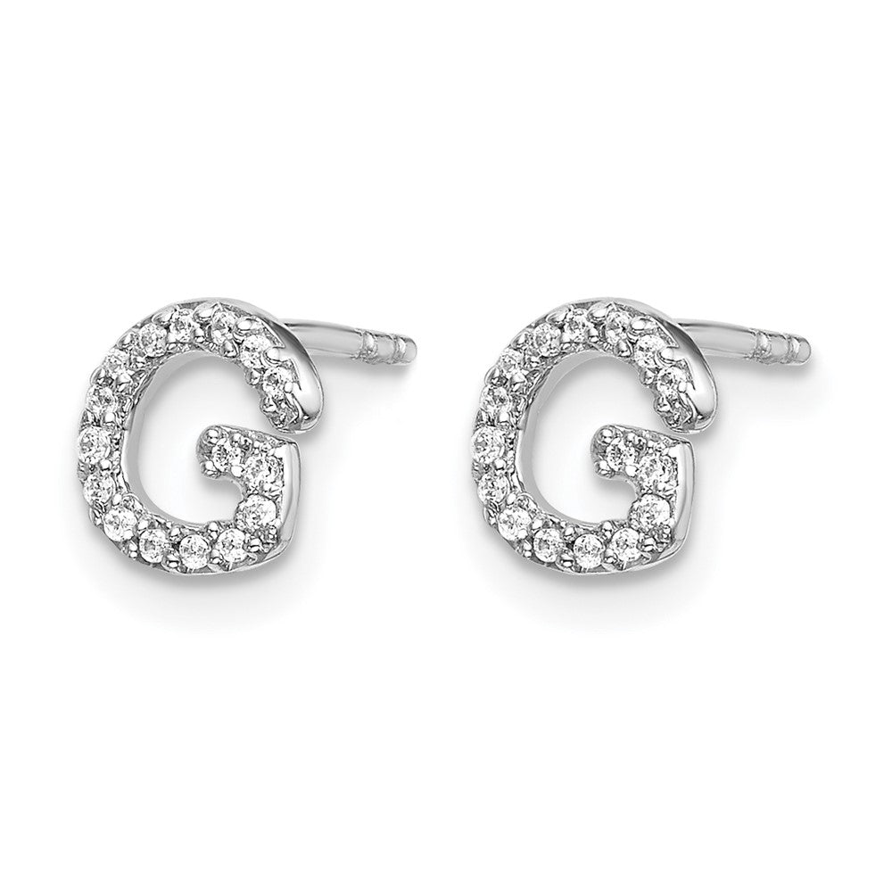 14K White Gold Lab Grown VS/SI+ G+ Diamond Letter G Initial Post Earrings