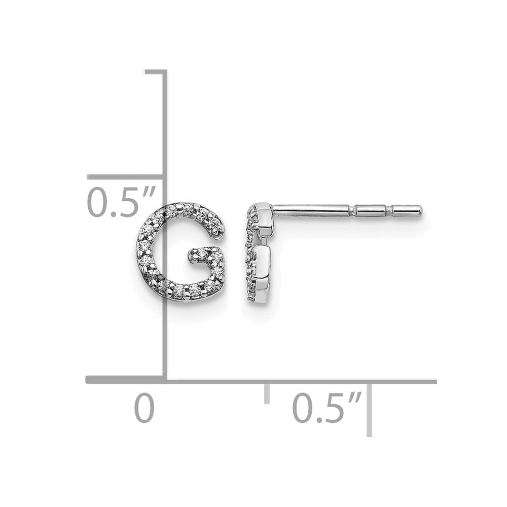 14K White Gold Lab Grown VS/SI+ G+ Diamond Letter G Initial Post Earrings