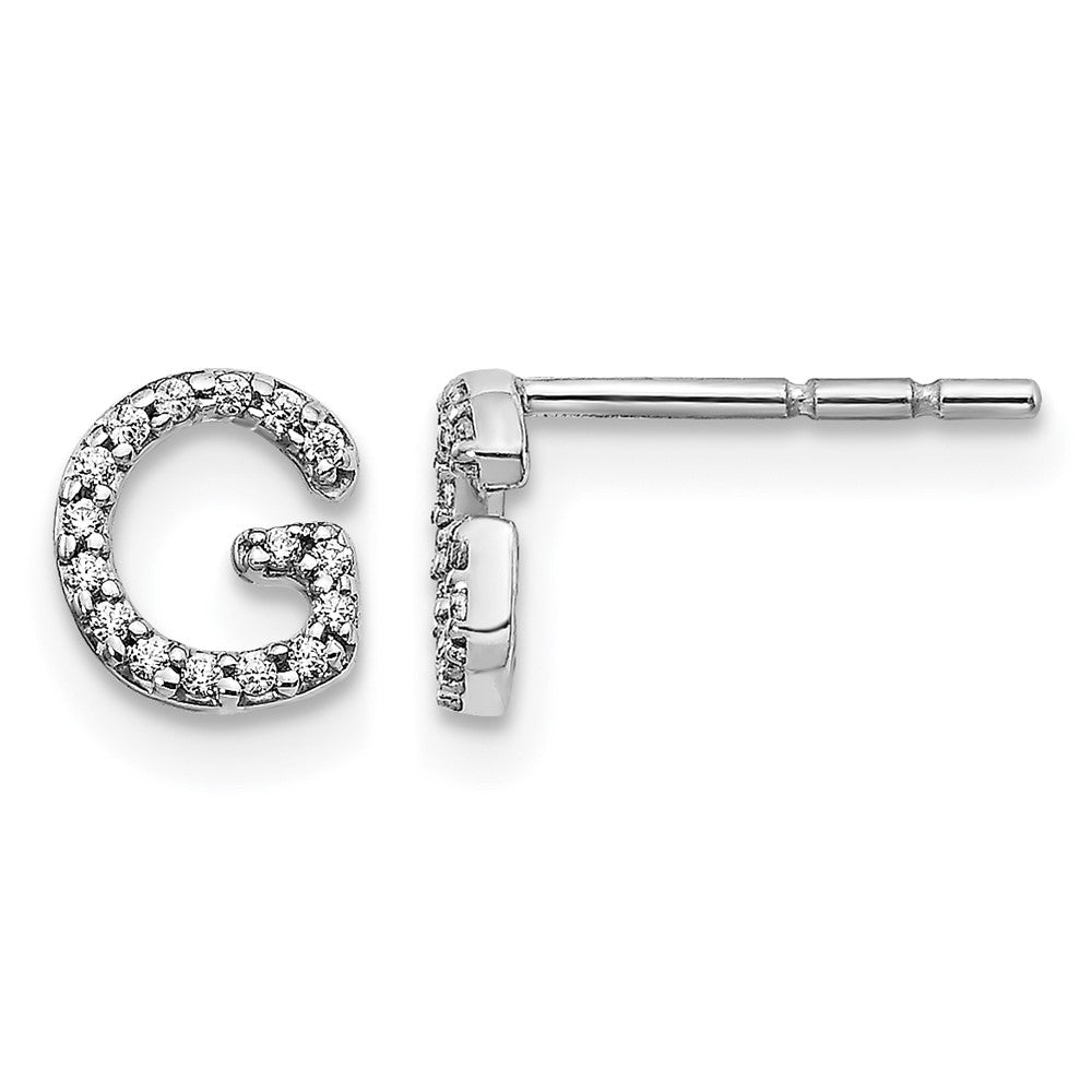 14K White Gold Lab Grown VS/SI+ G+ Diamond Letter G Initial Post Earrings