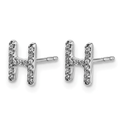 14K White Gold Lab Grown VS/SI+ G+ Diamond Letter Hnitial Post Earrings