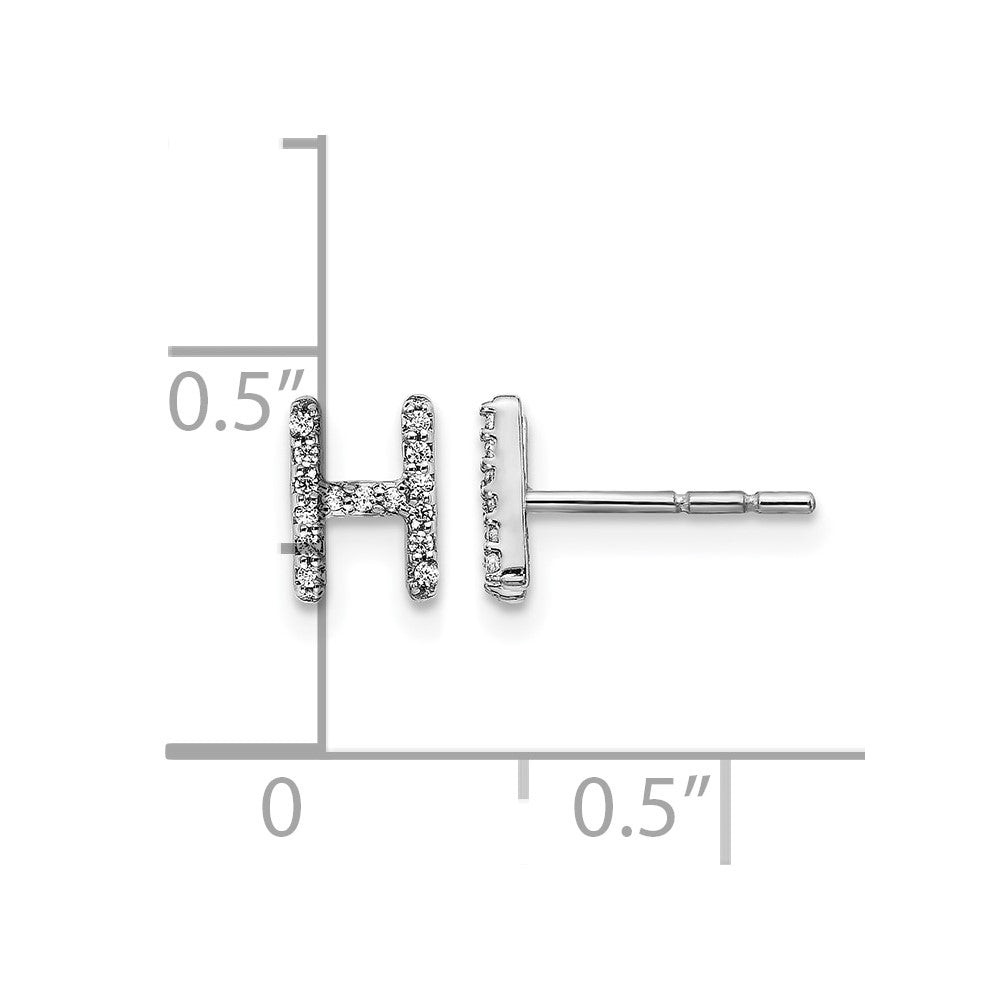 14K White Gold Lab Grown VS/SI+ G+ Diamond Letter Hnitial Post Earrings