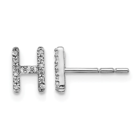 14K White Gold Lab Grown VS/SI+ G+ Diamond Letter Hnitial Post Earrings
