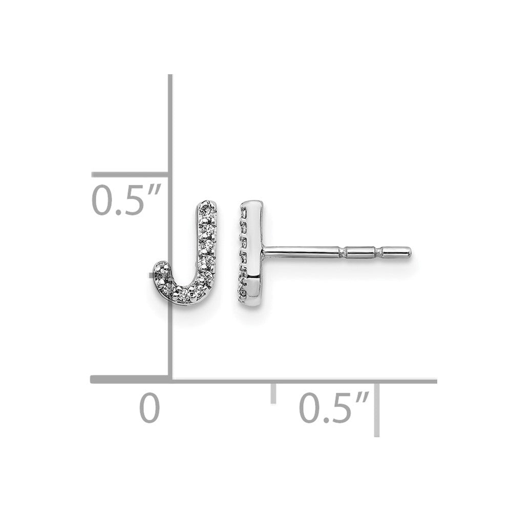 14K White Gold Lab Grown VS/SI+ G+ Diamond Letter J Initial Post Earrings